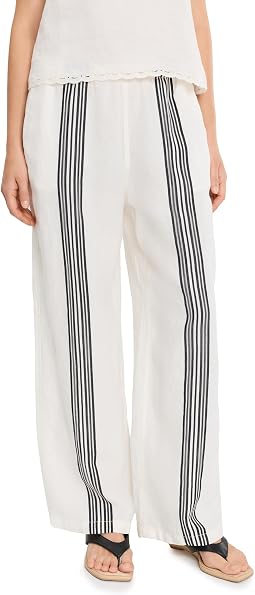 Брюки из льна Madewell с яркой полоской