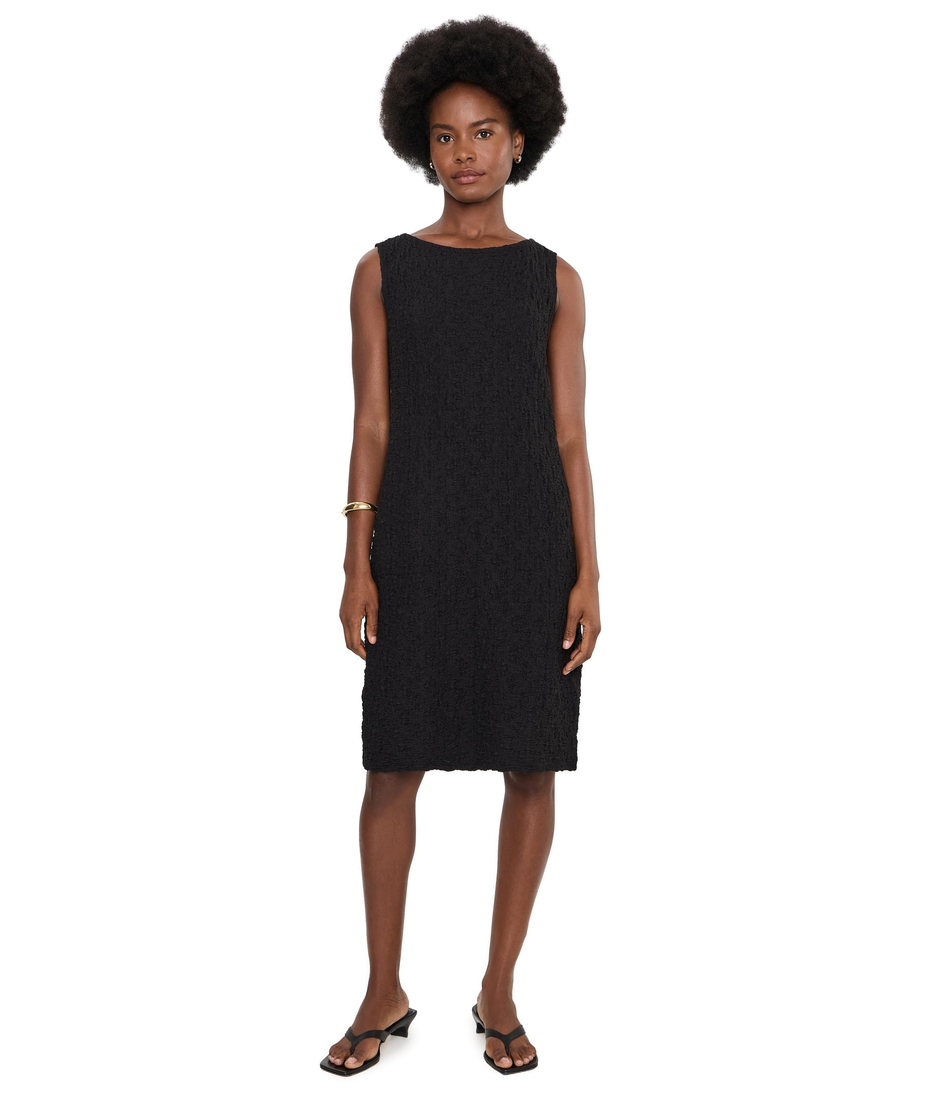 Bubble Jacquard Bateau Neck Dress