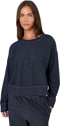 Eileen Fisher укороченный свитшот из органического хлопка индиго-цвета
