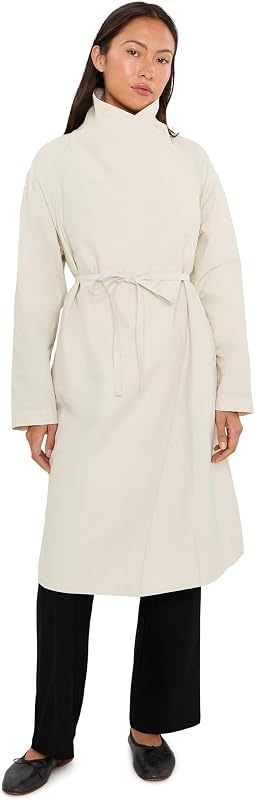 Petite Light Cotton Nylon High Drape Neck Coat