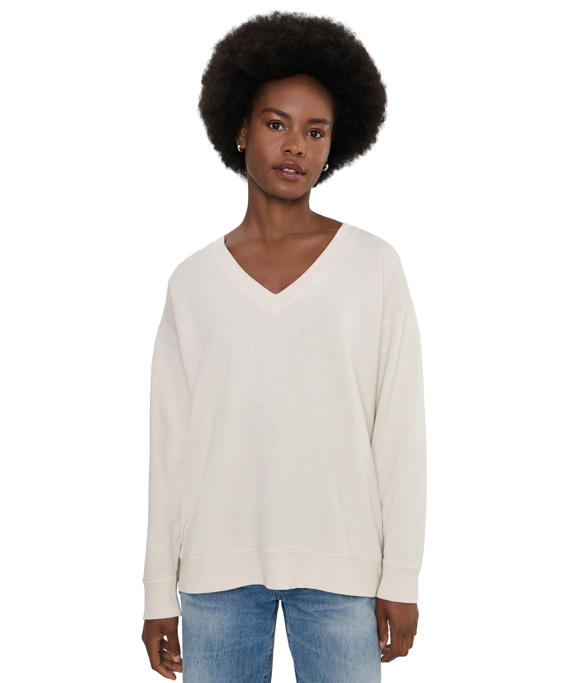 Garment Dyed Terry V-Neck Sweatshirt