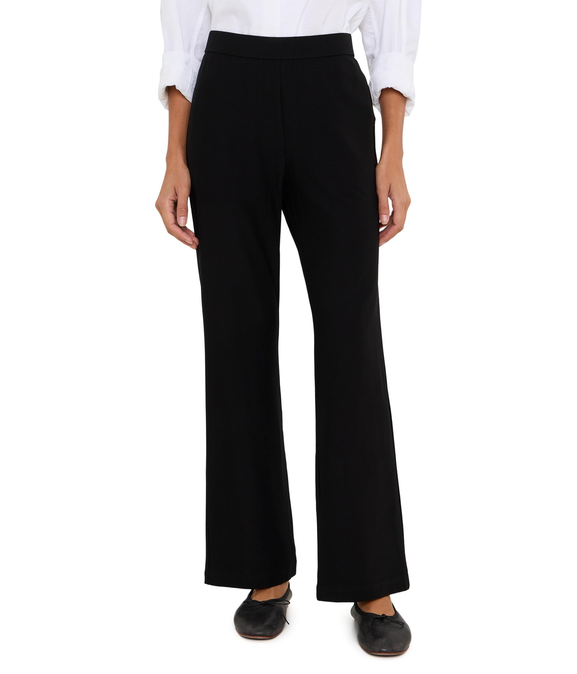 Petite Washable Stretch Crepe Full-Length Kick Pants