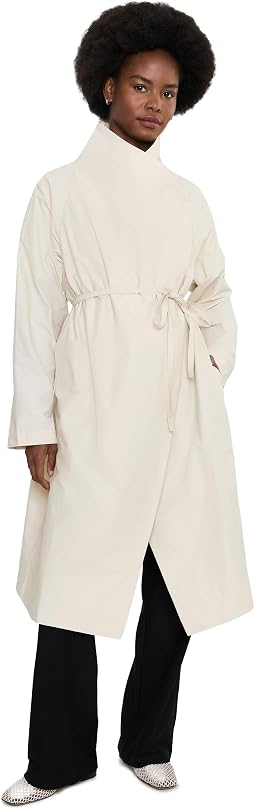 Light Cotton Nylon High Drape Neck Coat
