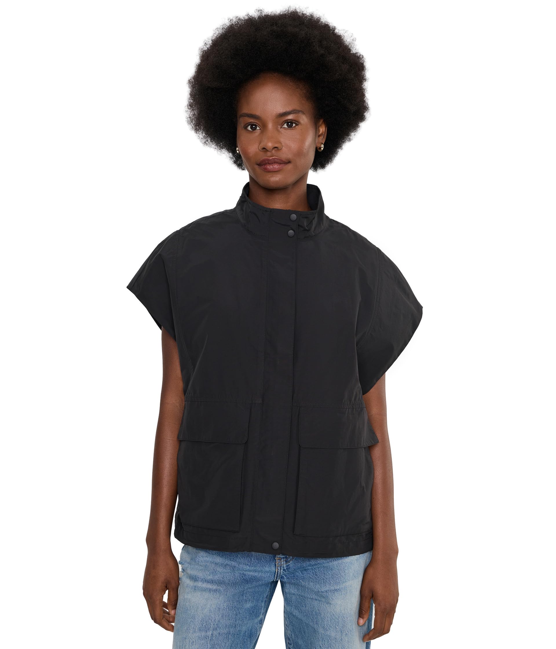 Light Cotton Nylon High Collar Vest