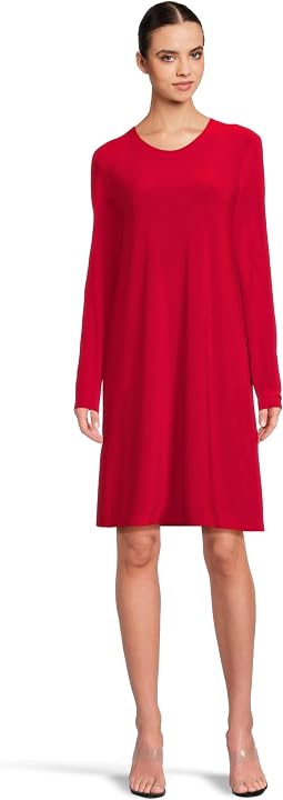 Long Sleeve Crew Dress To Knee