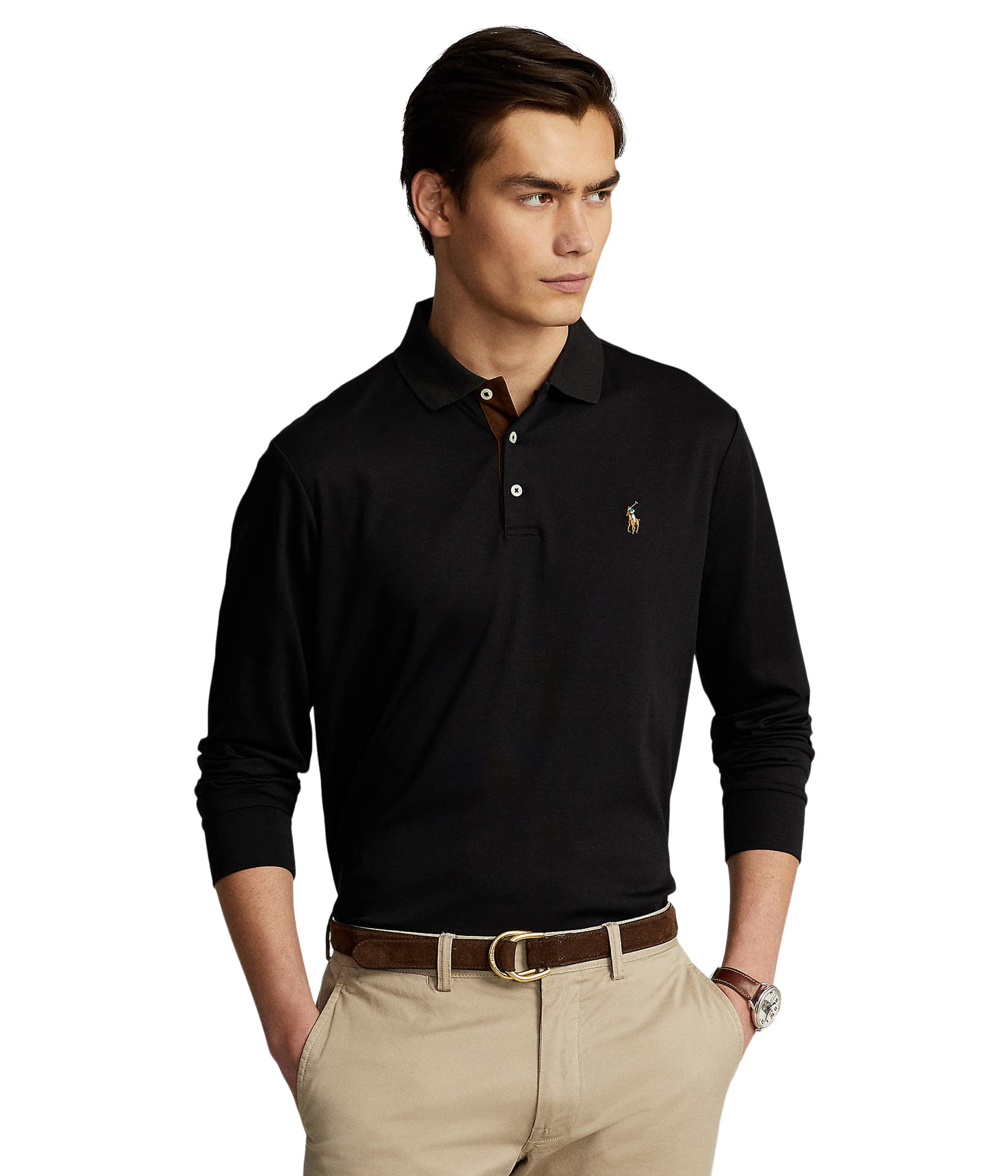 Classic Fit Long Sleeve Soft Touch Polo Shirt