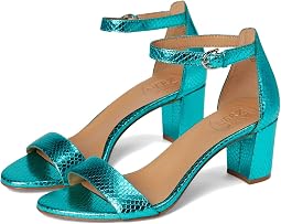 Teal Metallic Snake Print Leather