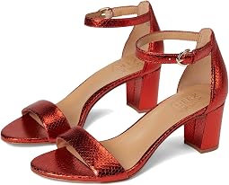 Orange Metallic Snake Print Leather