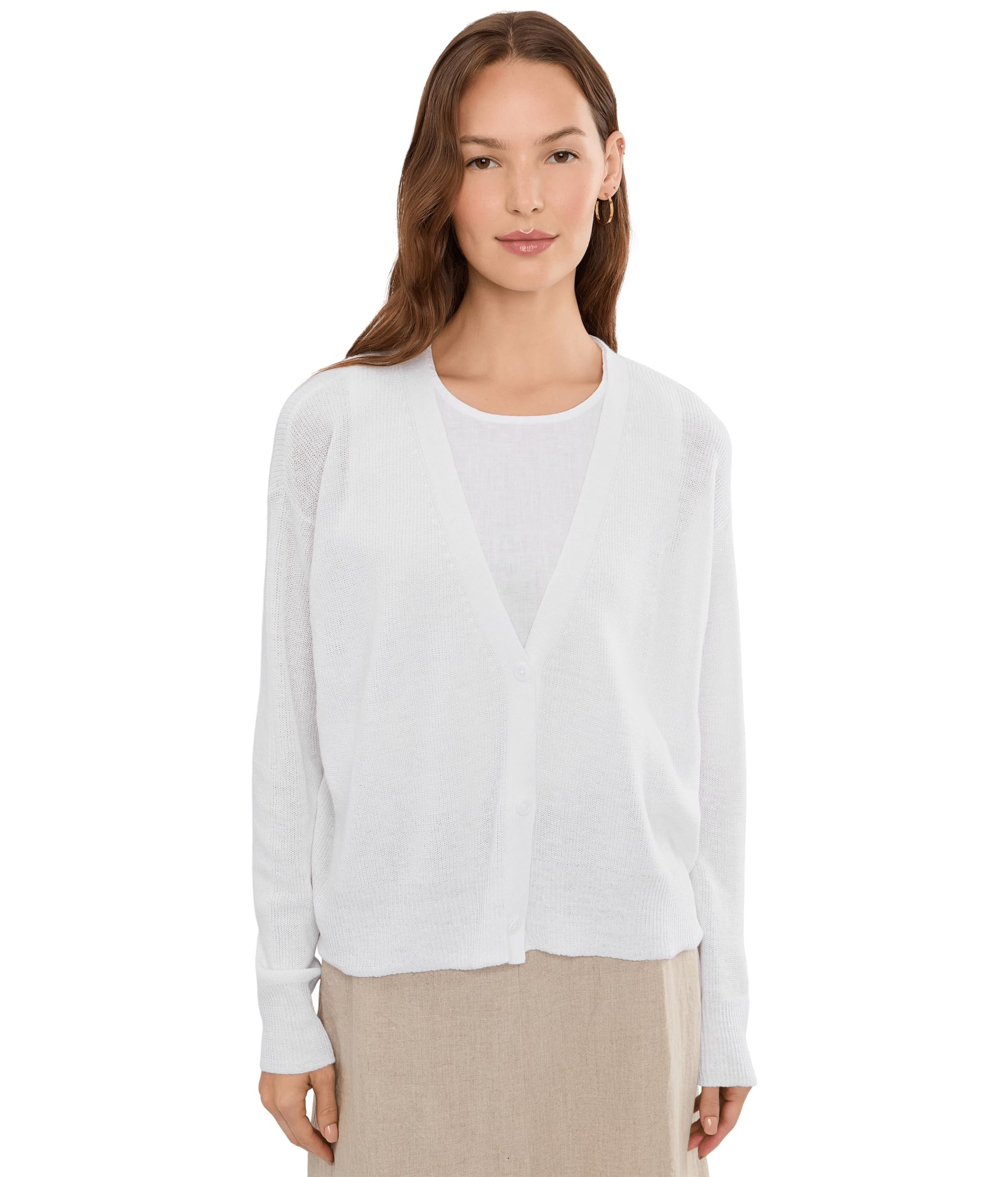 Organic Linen Cotton V-Neck Cardigan
