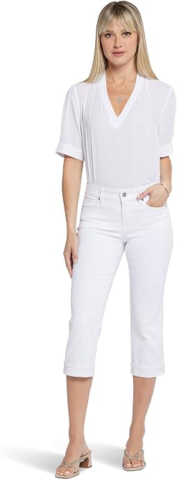Женские джинсы NYDJ Petite Marilyn Crop Cuff Jeans in Optic White