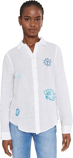 Resort White Throw Me A Line Embroidery