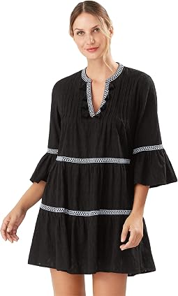 Cotton Clip Embellished Tier Dress