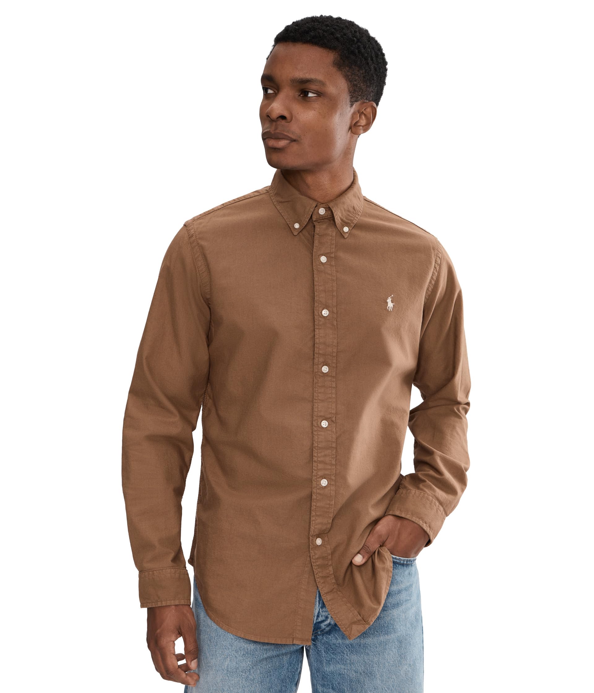 Classic Fit Long Sleeve Garment Dyed Oxford Shirt