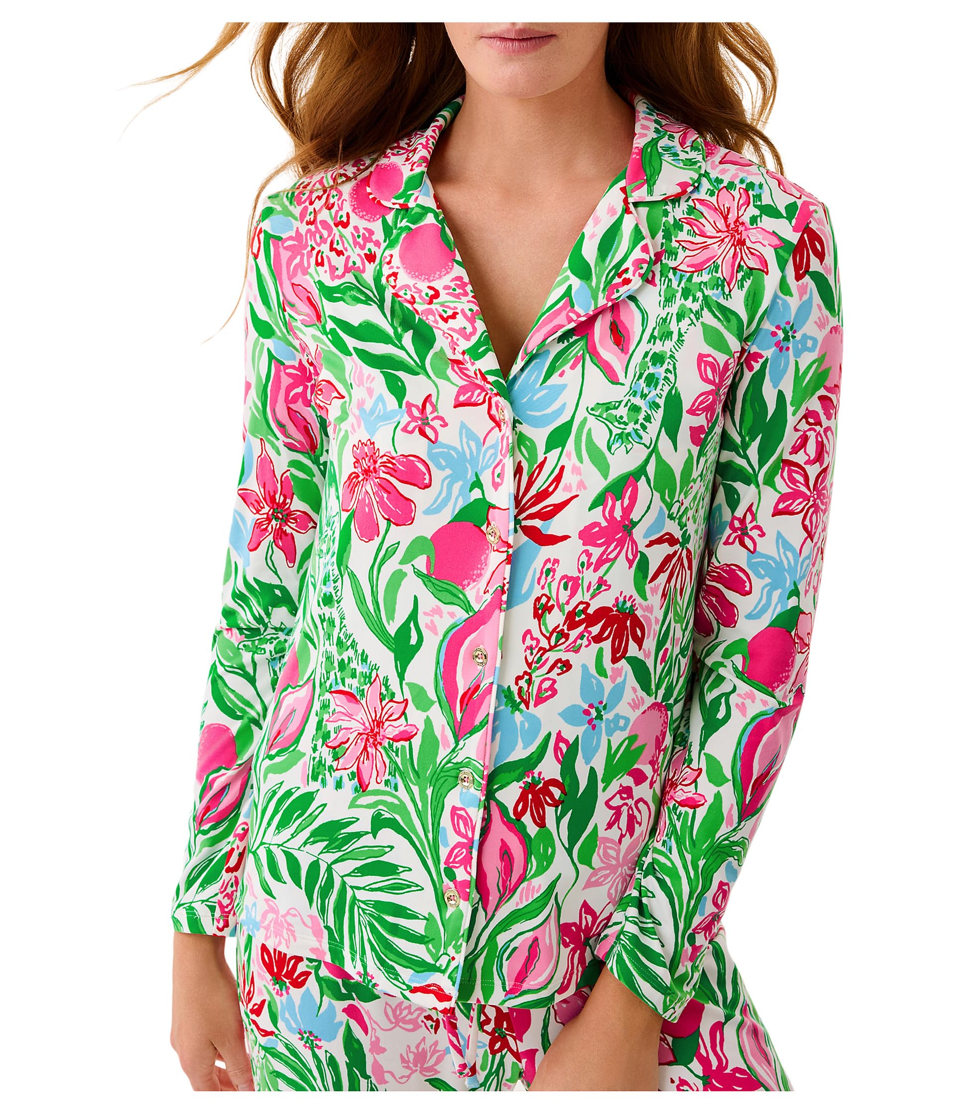 Женская пижама PJ Knit Long Sleeve Button-Up Top