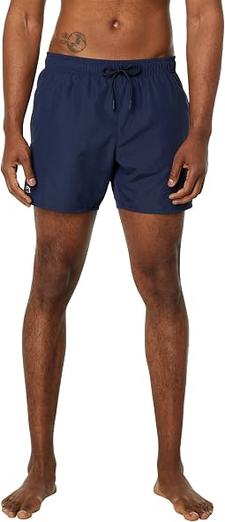 Solid Elastic Waist Swim Trunks