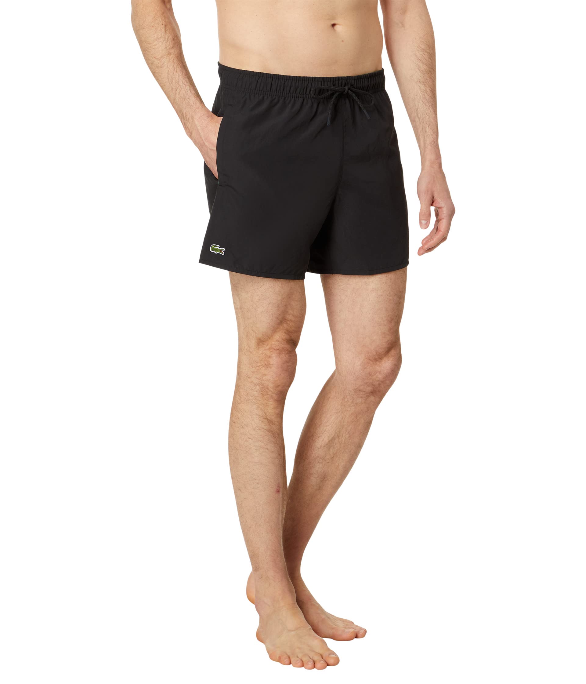 Solid Elastic Waist Swim Trunks