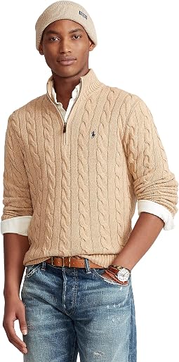 Cable-Knit Cotton Quarter-Zip Sweater