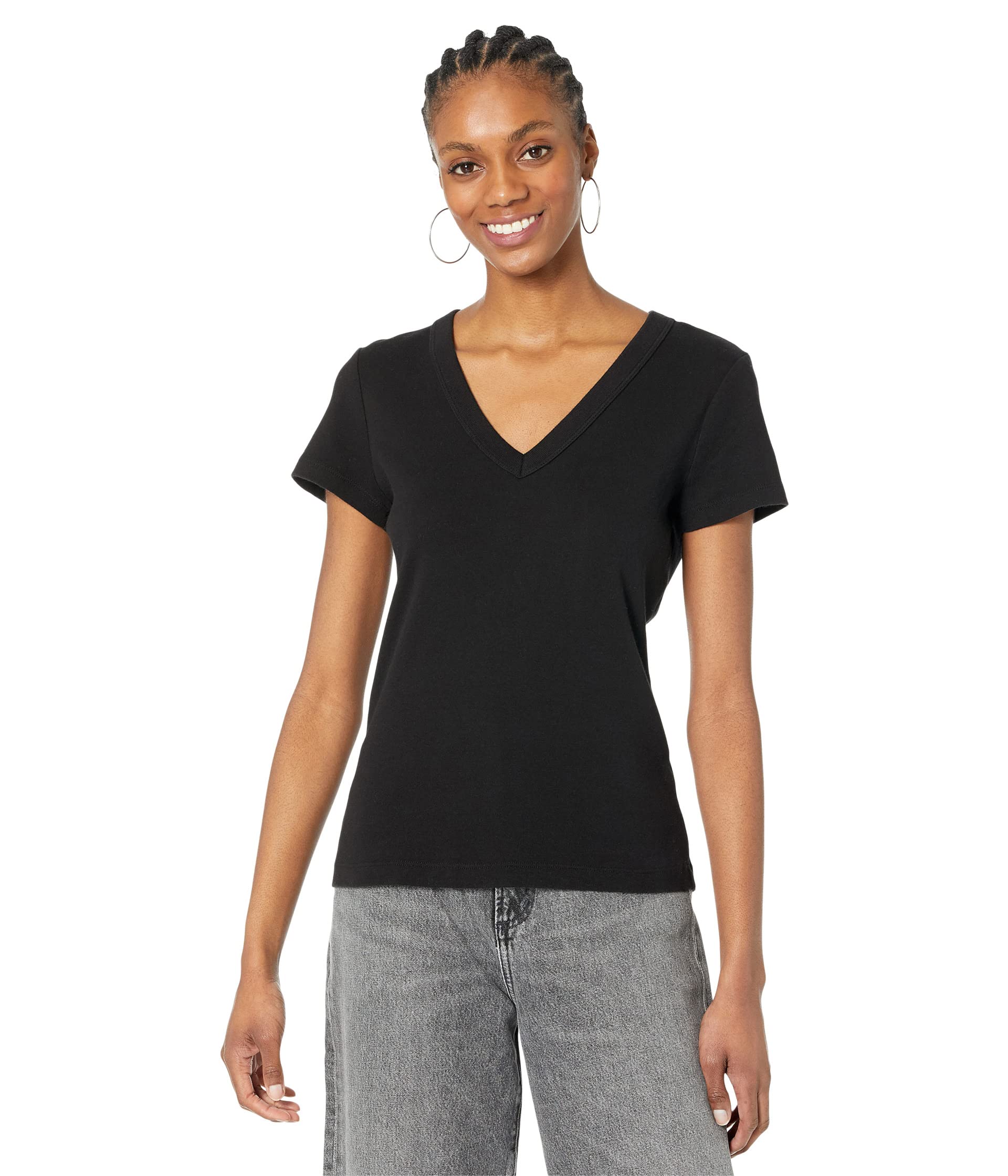Женский топ Michael Stars Nikki 1X1 Cotton Short Sleeve V-Neck Tee