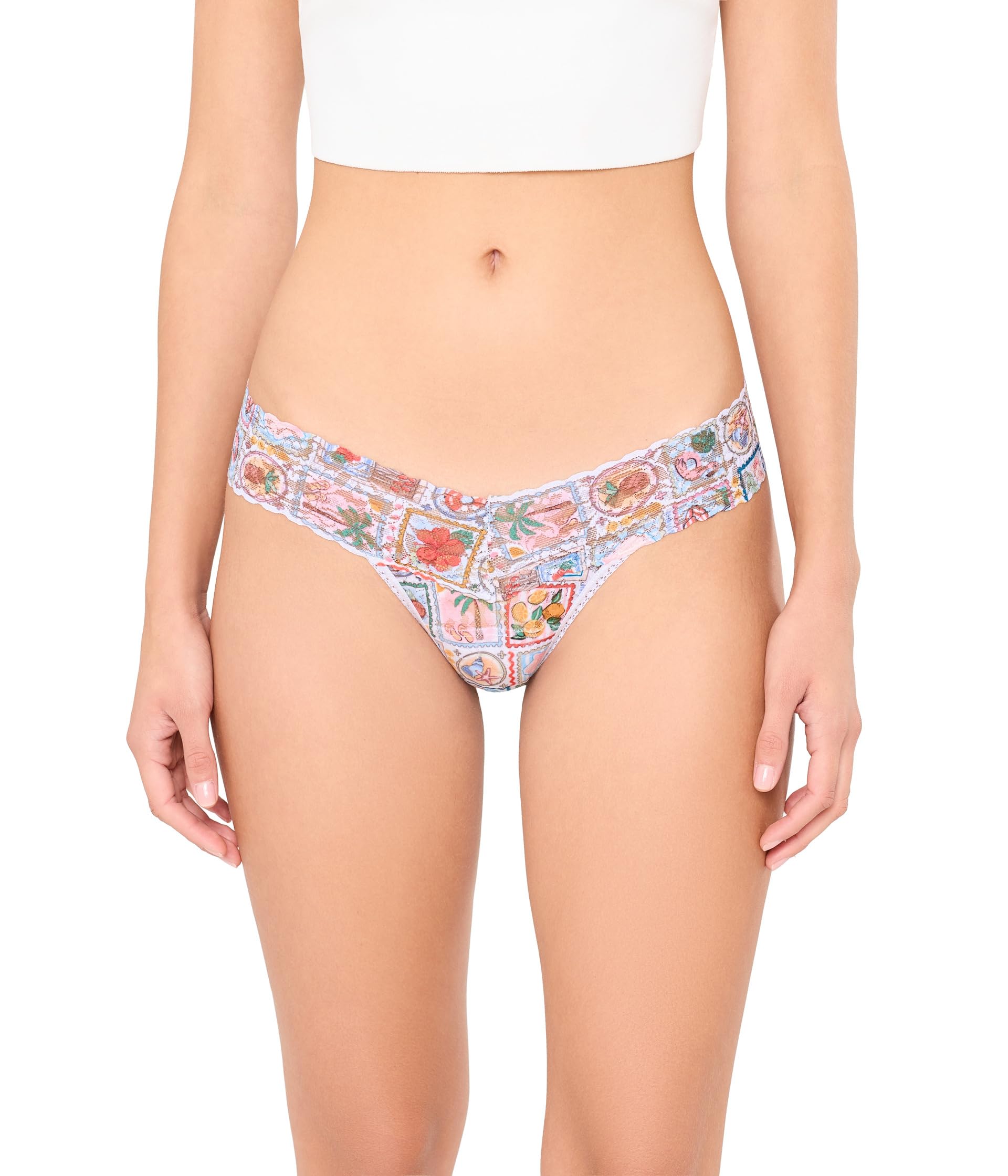 Printed Signature Lace Low Rise Thong