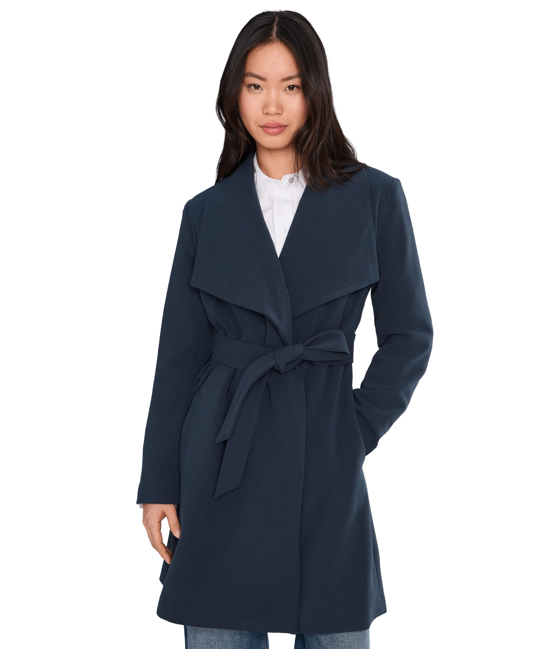 Crepe Belted Drape Front