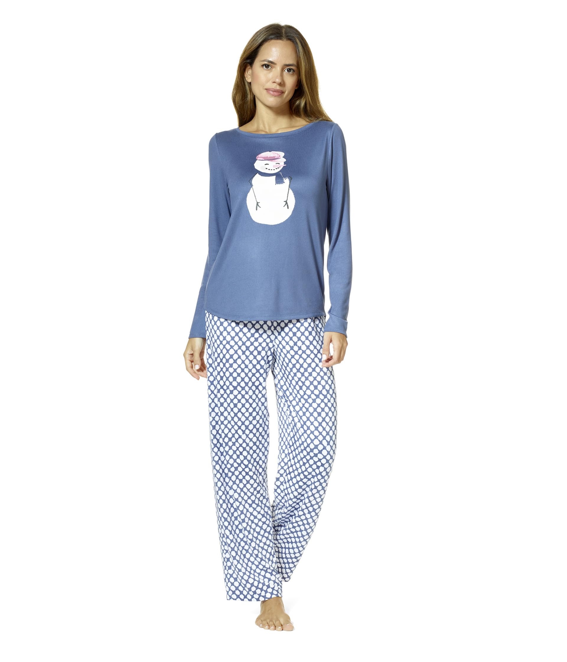 Snowman Smiles Brushed Loose Knit Pajama Set