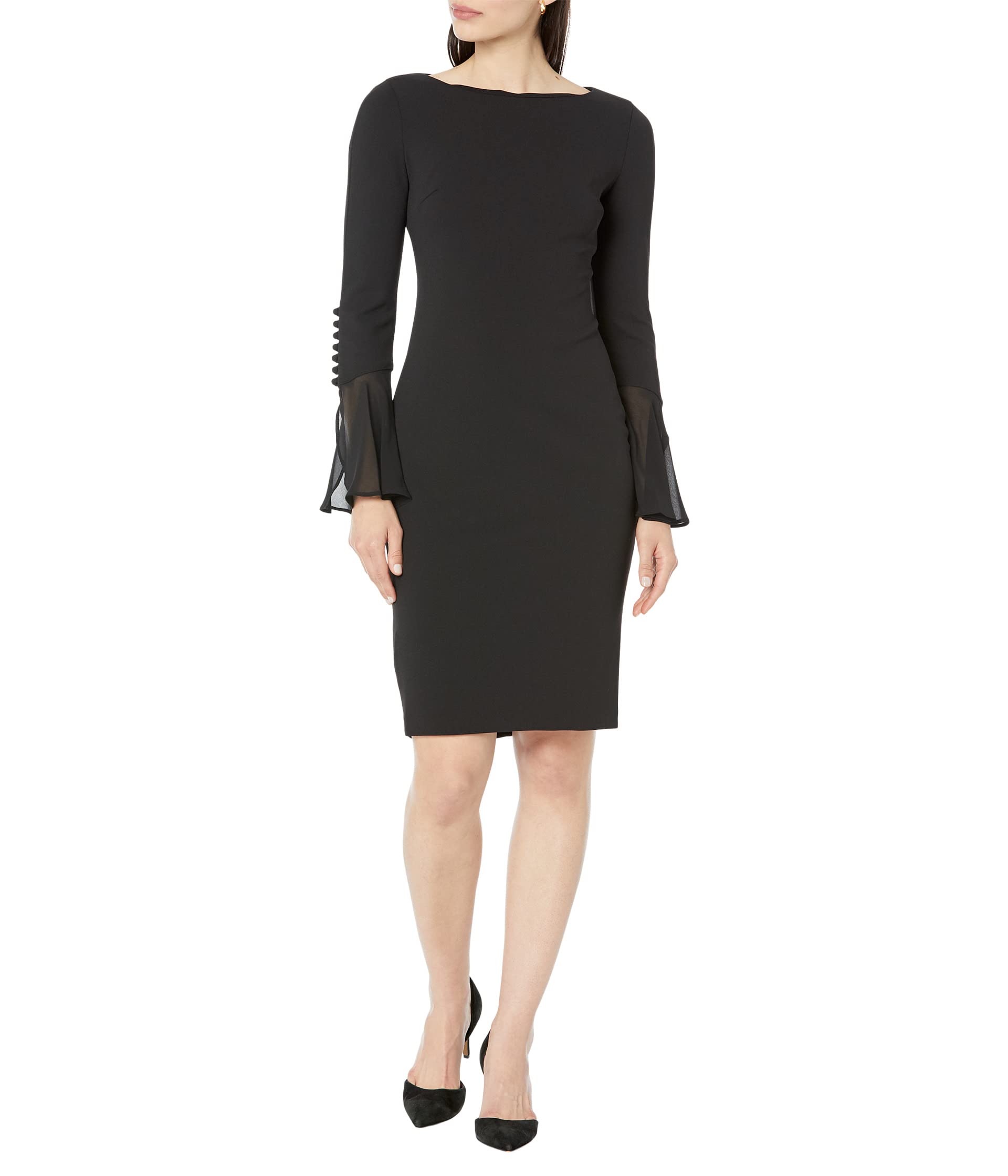 Chiffon Bell Sleeve Sheath Dress