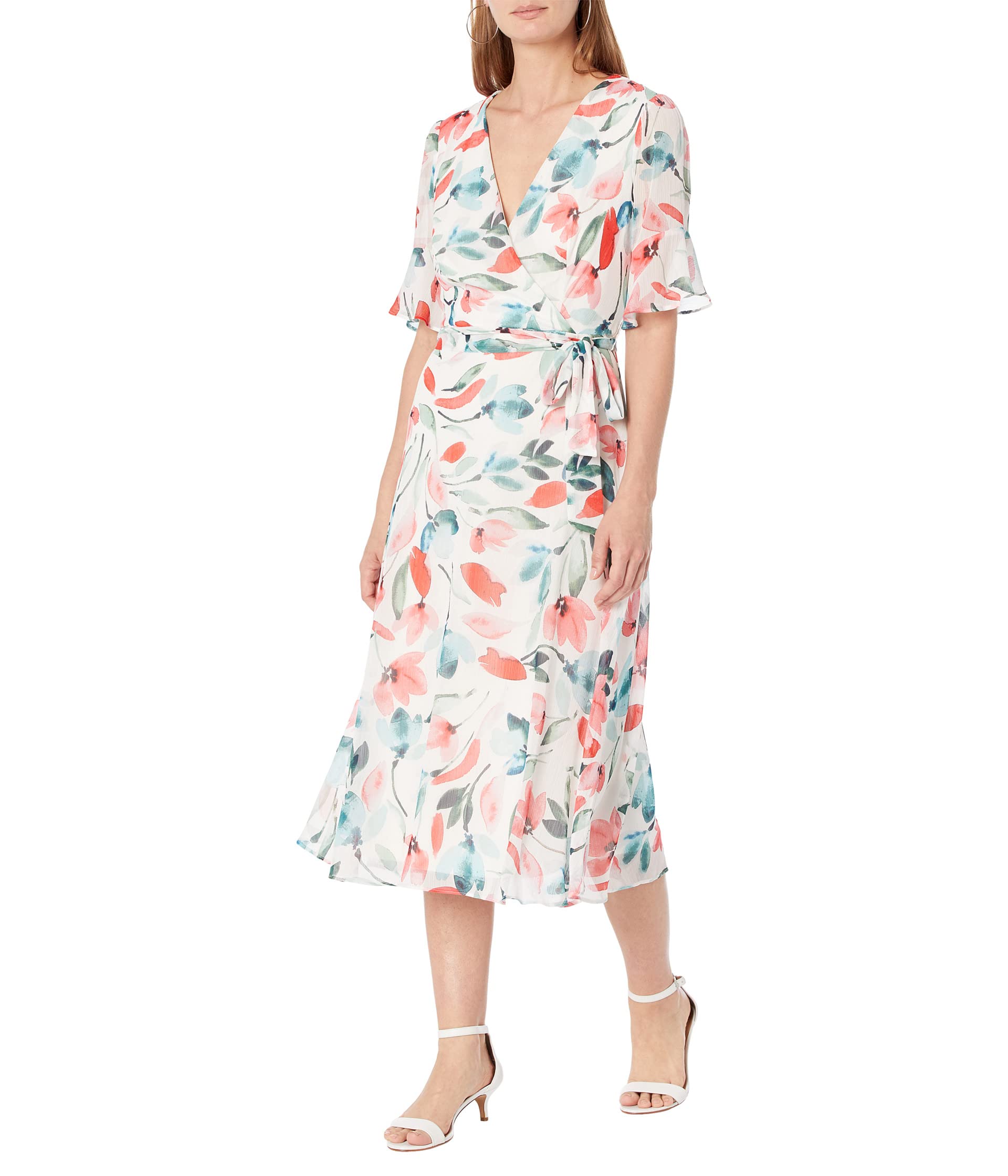DKNY Платье с запахом и коротким рукавом