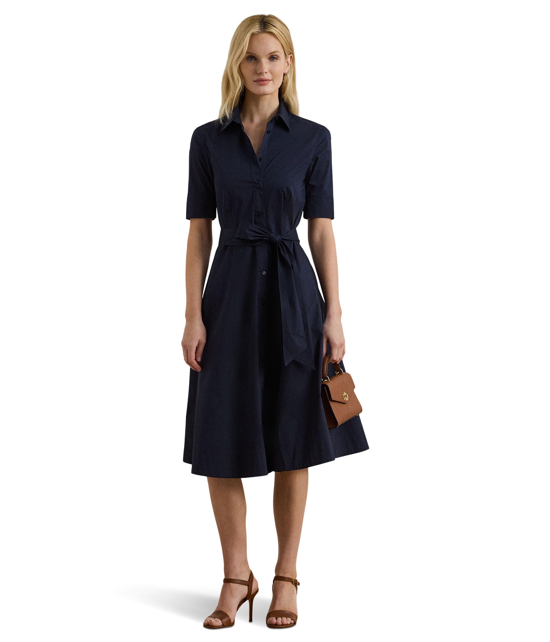 Belted Cotton-Blend Shirtdress