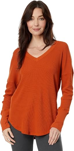 Washed Cotton Modal Thermal Long Sleeve V-Neck Tunic