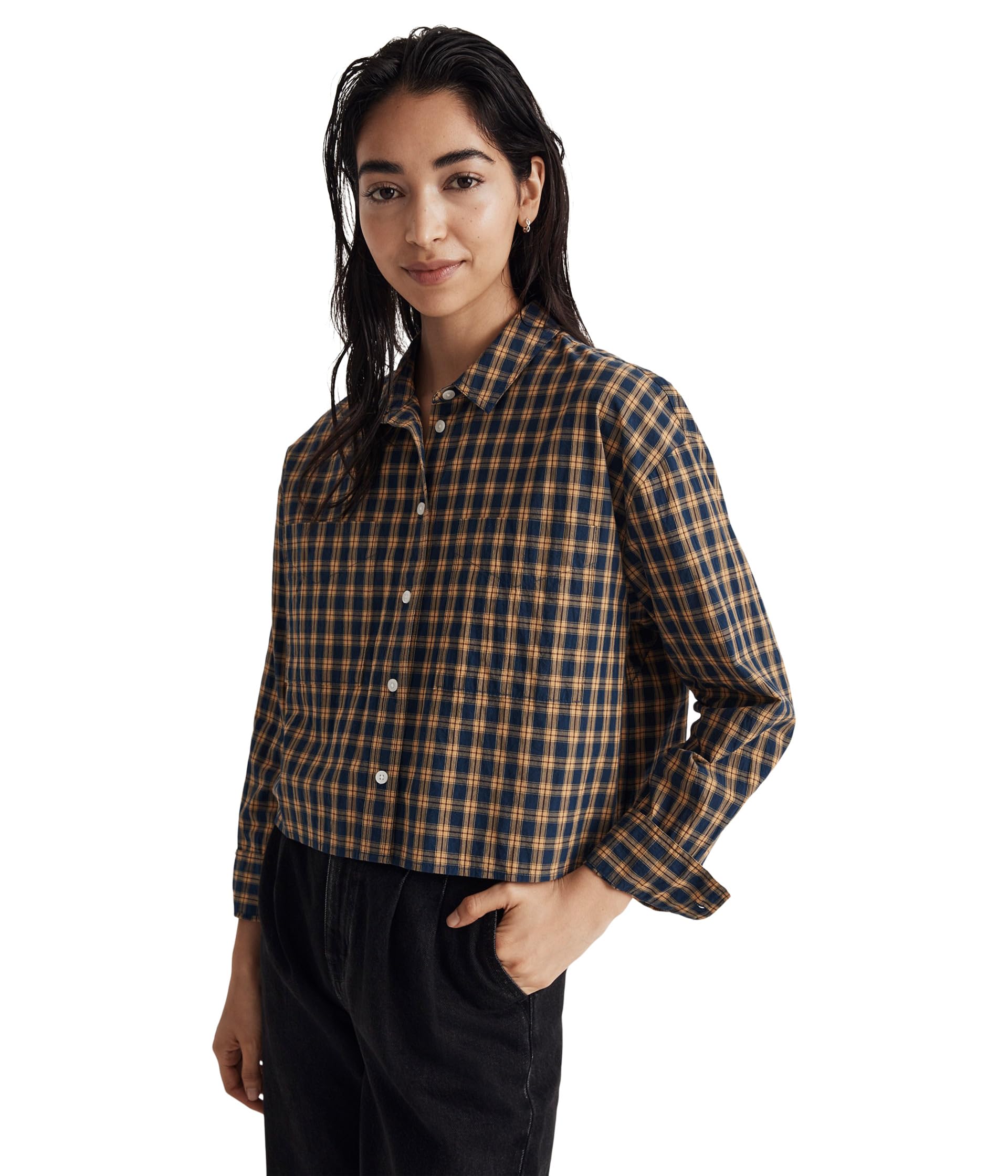 Рубашка-кроп The Signature Poplin в клетку
