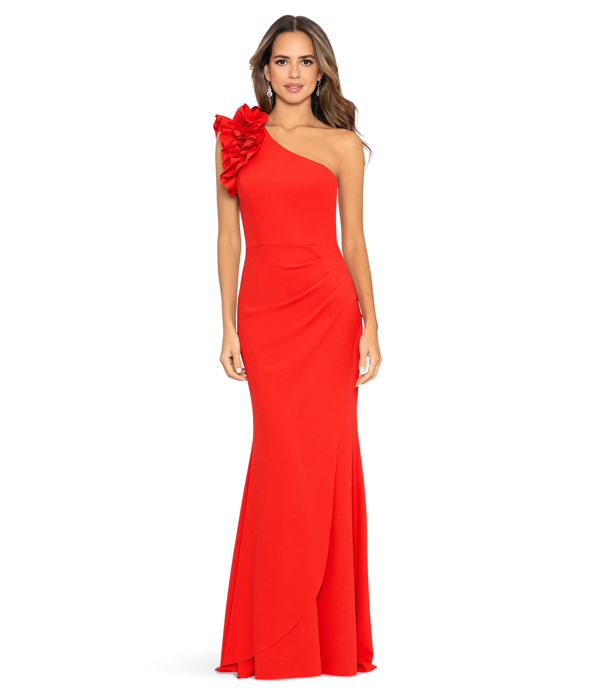 XSCAPE One Shoulder Ruffle Scuba Crepe платье Женский