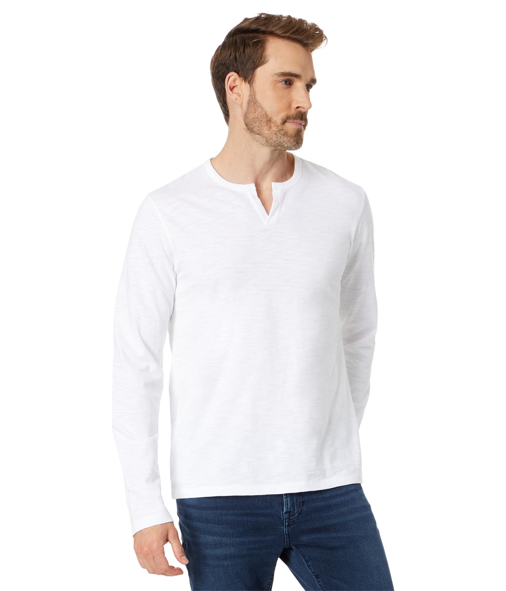Мужская рубашка Slub Split-Neck Long Sleeve