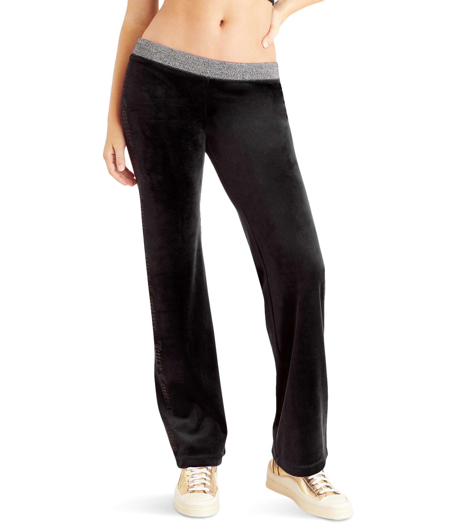Pull-On Track Pants with Rib and Bling