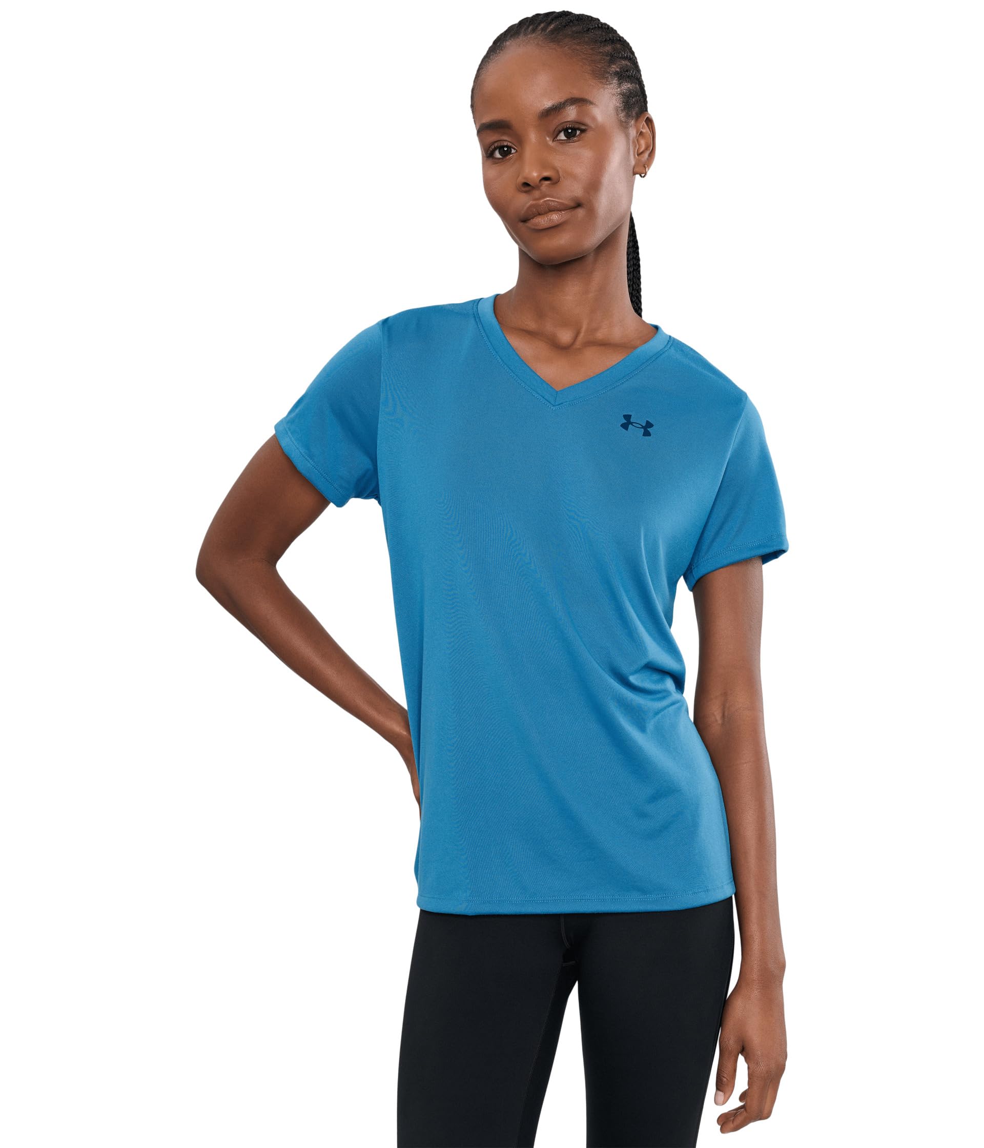 Женский технологичный топ с коротким рукавом и V-образным вырезом Under Armour