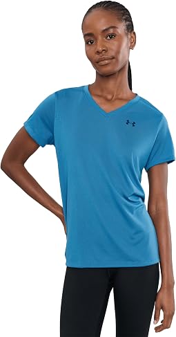 Женский технологичный топ с коротким рукавом и V-образным вырезом Under Armour