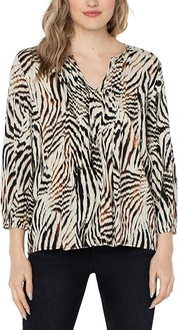 3/4 Sleeve Peasant Top with Pin Tucks
