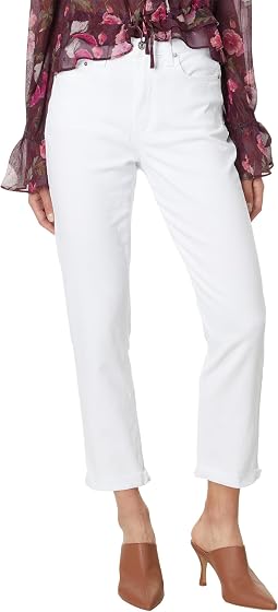 High-Rise Brigitte Raw Hem Cuf in White Noise Distressed