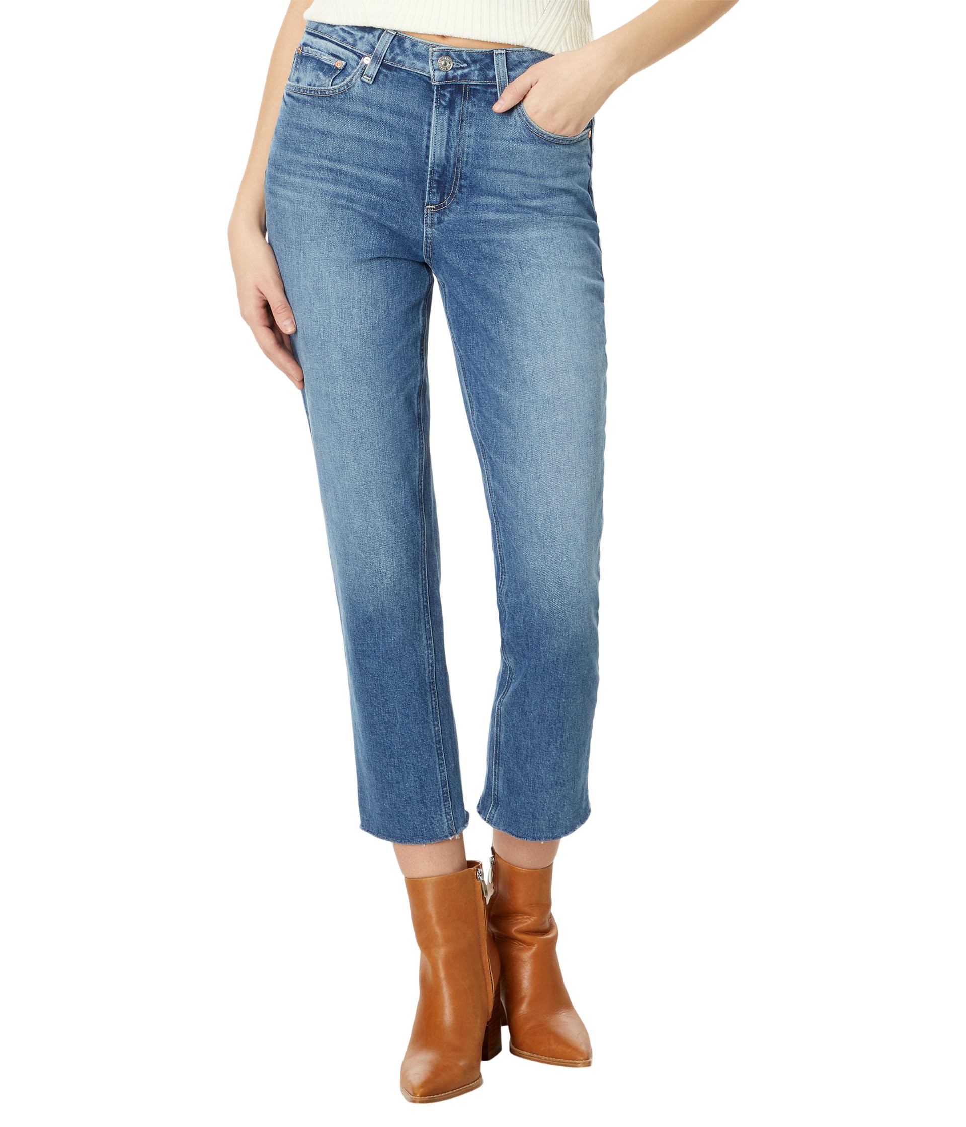 Джинсы Paige High-Rise Brigitte Raw Hem Cuf в цвете Stronghold