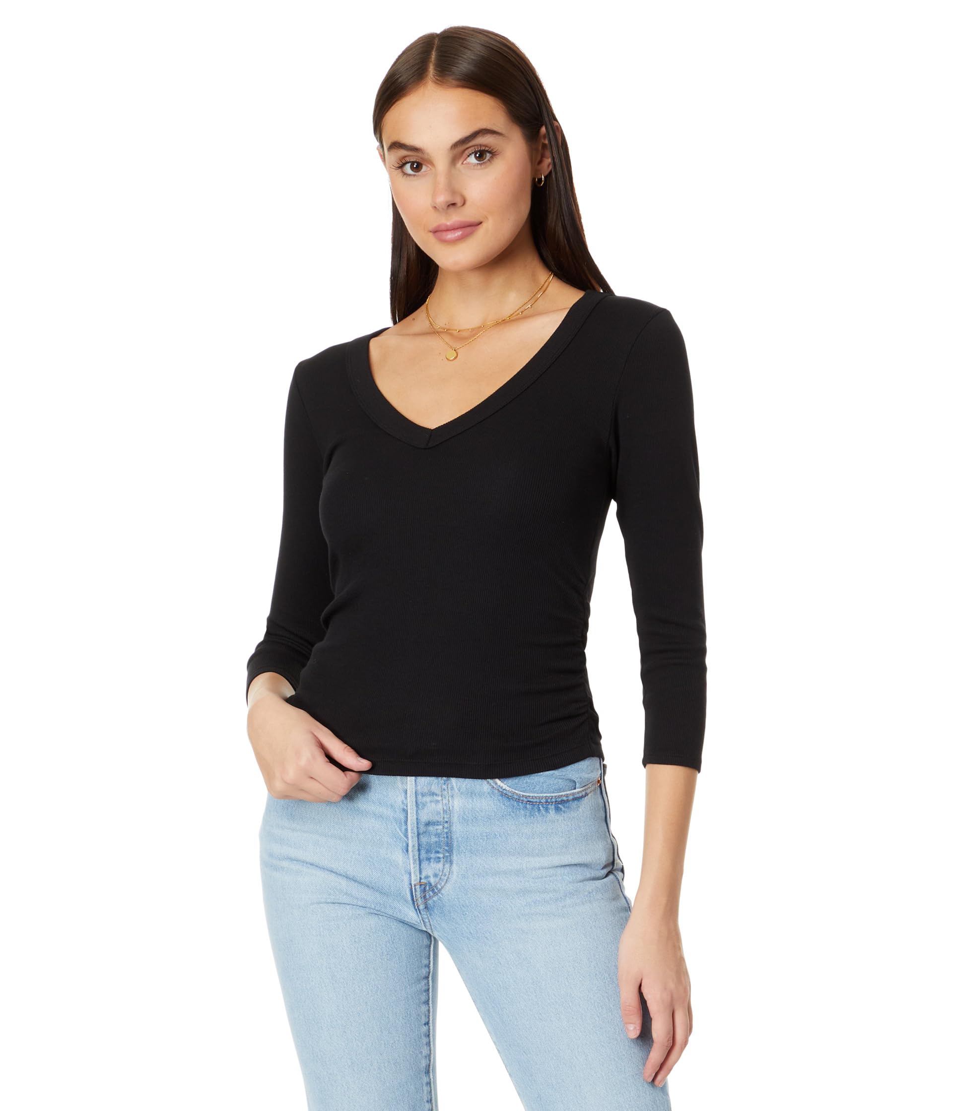 Enid 3/4 Sleeve V-Neck Crop Tee
