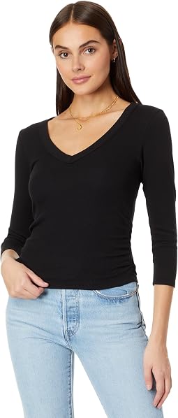 Enid 3/4 Sleeve V-Neck Crop Tee