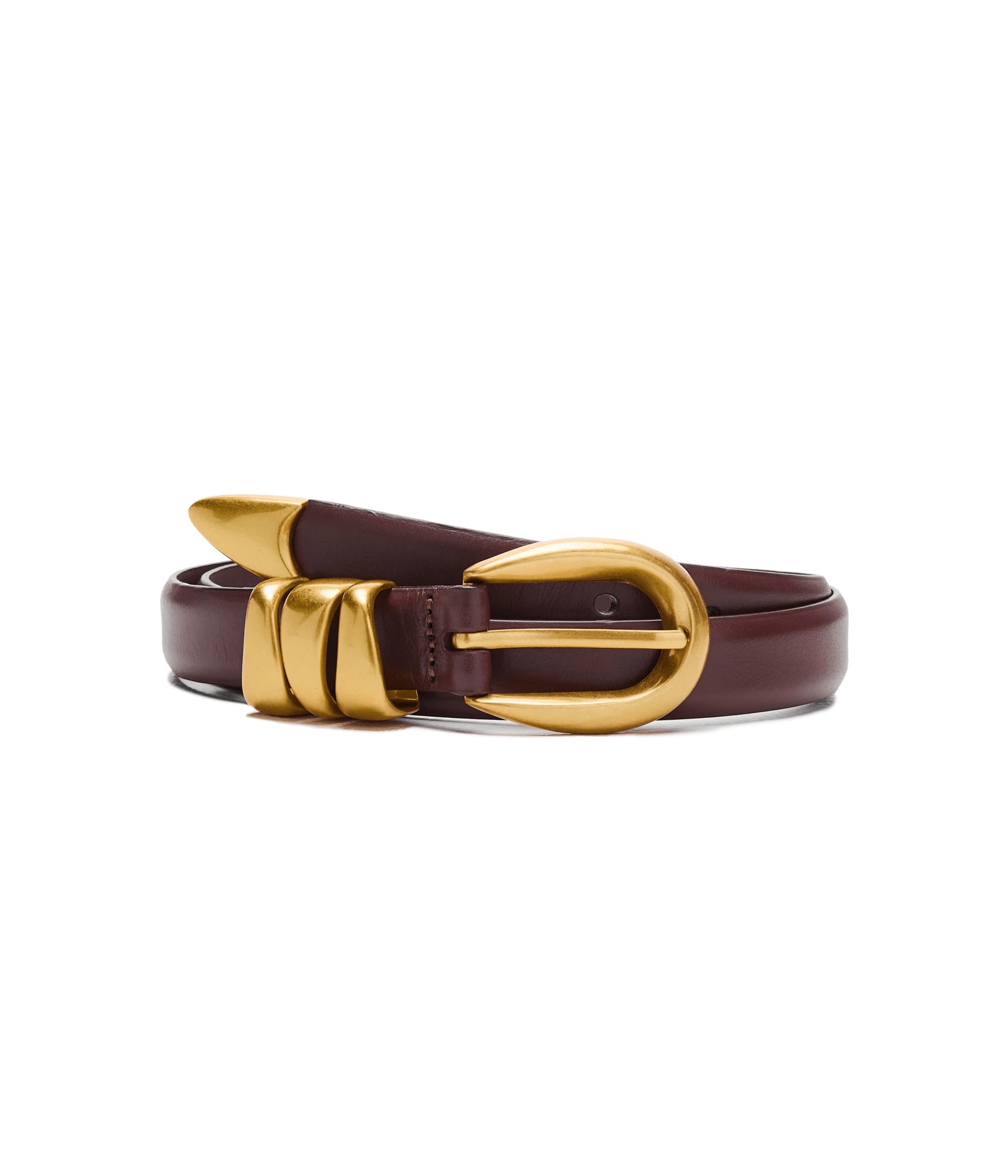 Triple Metal Keeper Belt in Leather