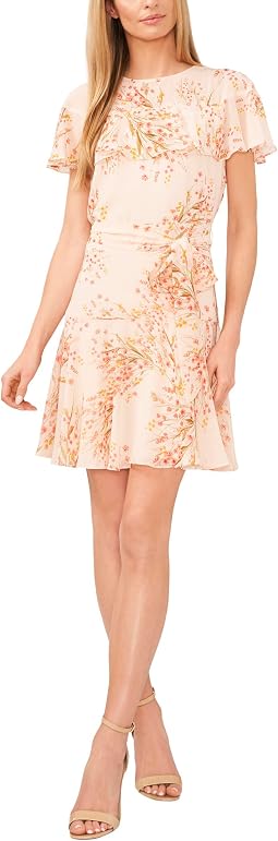 Ruffle Yoke Waist Tie Dress