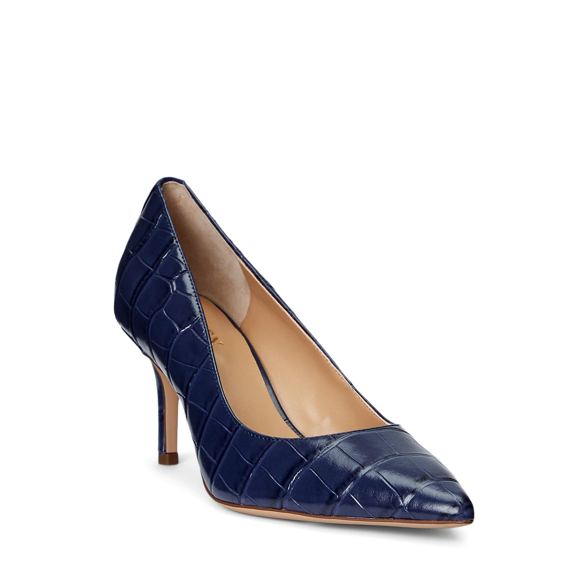 Lanette Crocodile Embossed Leather Pumps