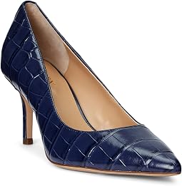 Lanette Crocodile Embossed Leather Pumps