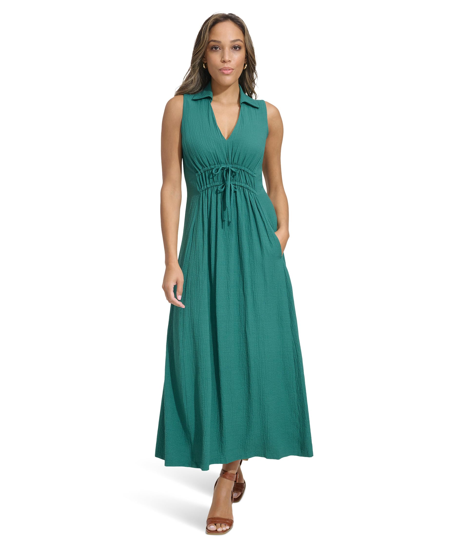 Sleeveless Collared Gauze Dress