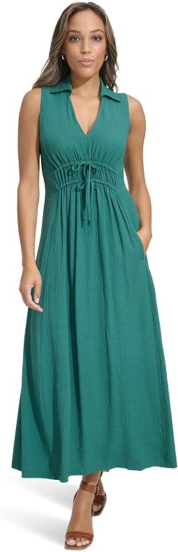 Sleeveless Collared Gauze Dress