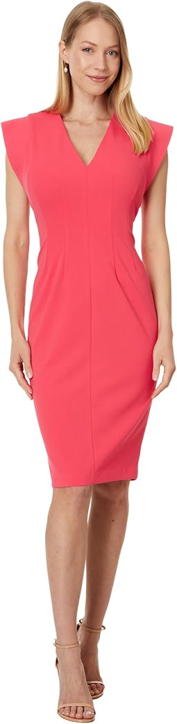 Calvin Klein V-Neck Sheath with Extended Sleeve Detail платье