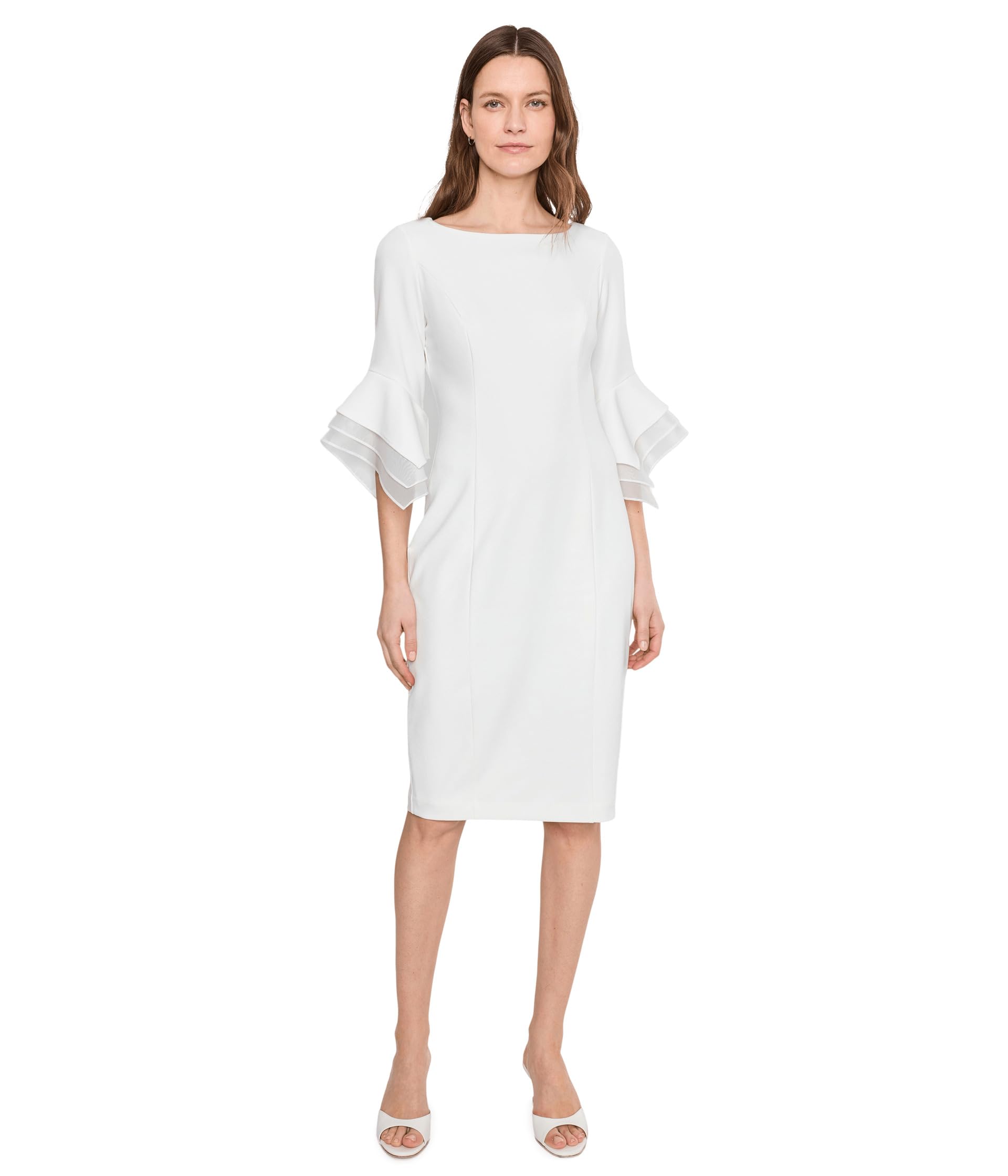 Knit Crepe Tiered Sleeve Dress