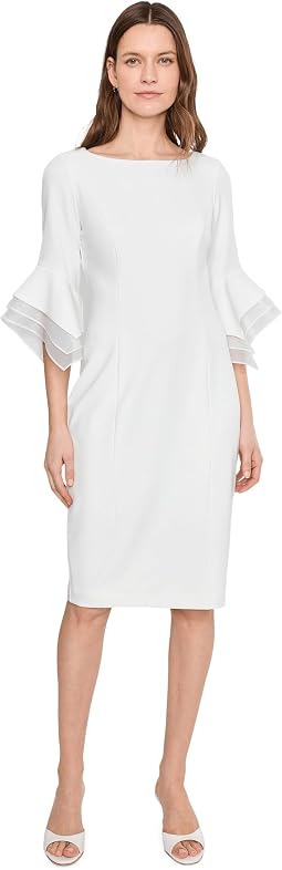 Knit Crepe Tiered Sleeve Dress