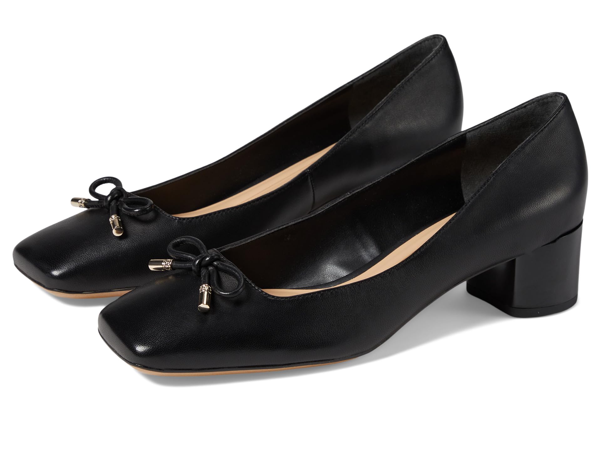Natalia Square Toe Block Heel Pumps with Bow